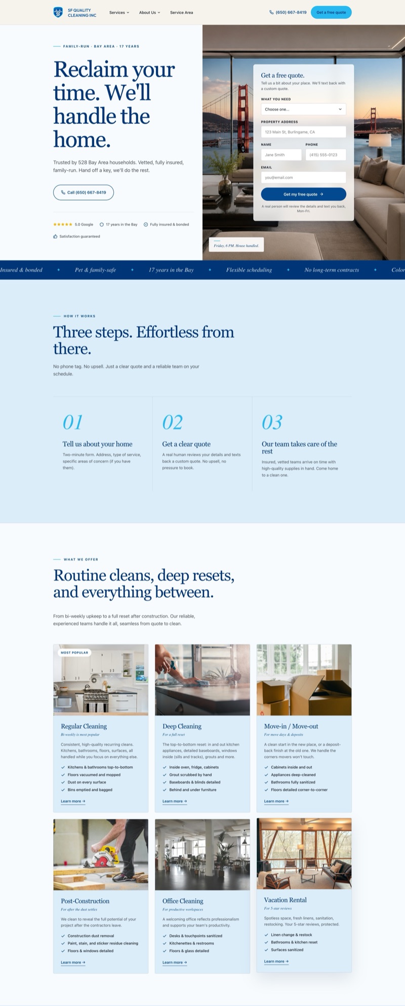 Brightside Cleaning Co. website