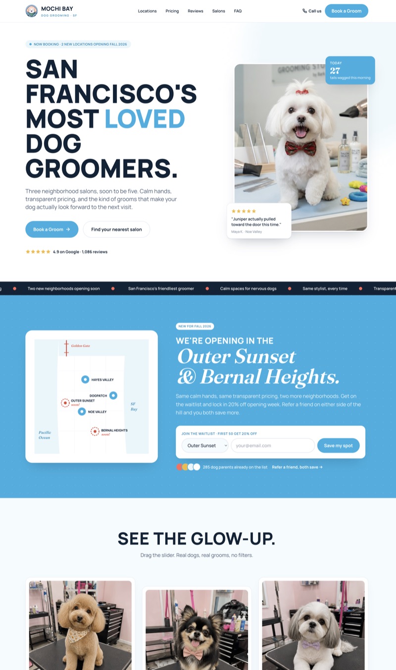 Dashing Dog Grooming website